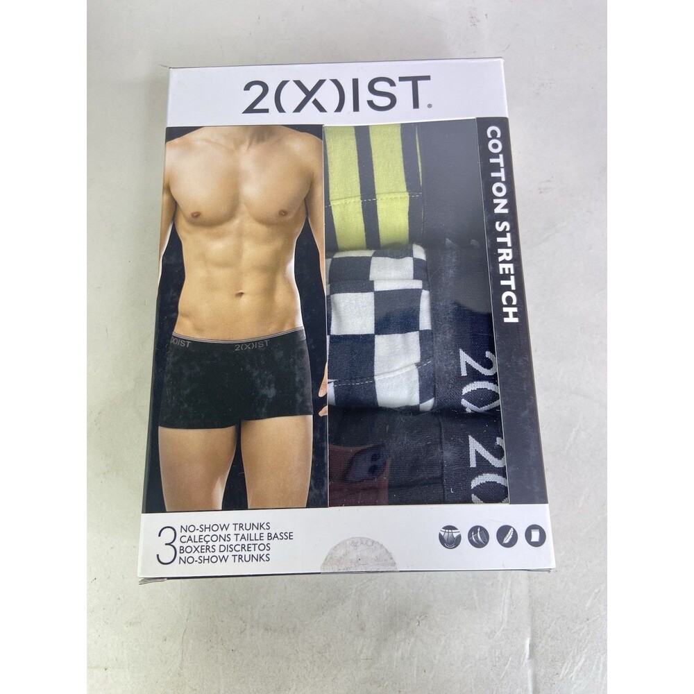 2xist Essential Cotton Stretch 3 Pack No Show Trunks Underwear Mens Size XL